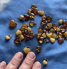 Real Amber Heart Pendant Small