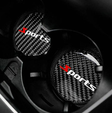 2pcs Black Real Carbon Fiber LED Car Interior Cup Pad Drink Coaster Sports Mat