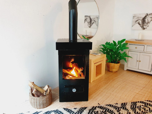 Black log fire with - fire, light