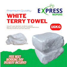 16kg (2 x 8kg Bales) White Terry Towel Cleaning Rags Wipers Wiping Cloths Bundle