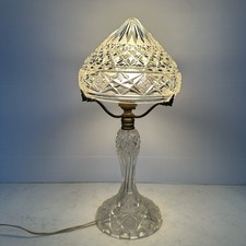 Bohemian Czech cut glass table lamp c1950s Vtg Complete