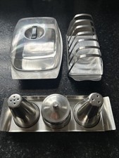 Oneida Condiment Set Stainless Steel With Toast Rack And Butter Dish