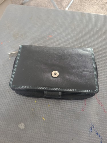 Black leather purse - black,