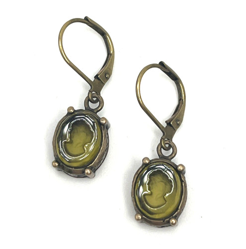 Extasia green glass cameo - green,