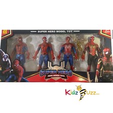Spider-man Hero Action Figure Model Toy Set With Light 4 Pcs Spider-man Play Set