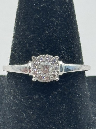 9ct white gold diamond - white, cluster