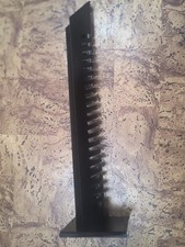 Used 20 CD Case Storage Tower Metal Satin Black Approx 60cm Tall, Base 15*14cm