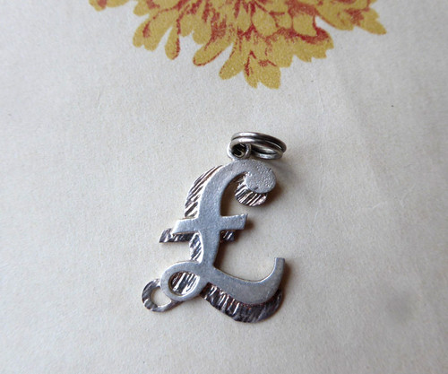Vintage silver pound sign - vintage, (£)