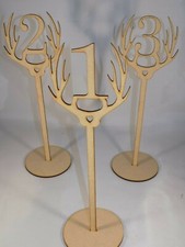 Freestanding Wooden antlers stag table place numbers -Wedding - 30cm MDF plain