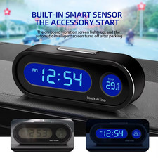 Mini Car Auto Thermometer Digital LCD Time Table Clock W/ Backlight Small