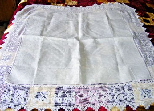 Vintage white damask table