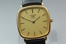 LONGINES Presence L150.4 7112 Gold Square 30mm Quartz Men's Watch [Near MINT]