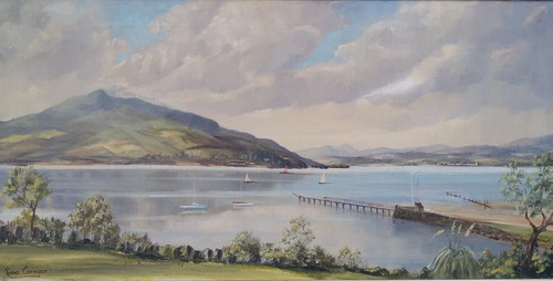 Framed oil canvas loch - on,