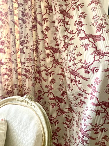 Vintage french curtains birds - vintage,