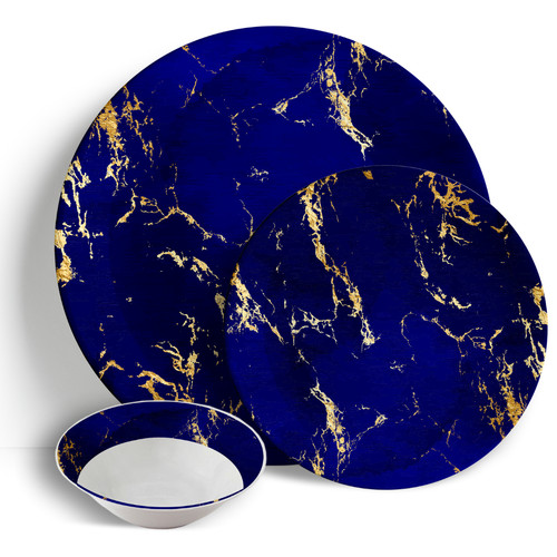 Blue gold marble - gold, 18pc
