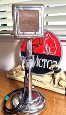 Super Rare 1930's GRAMPIAN MCS Dynamic Microphone w/deco chrome stand, works!