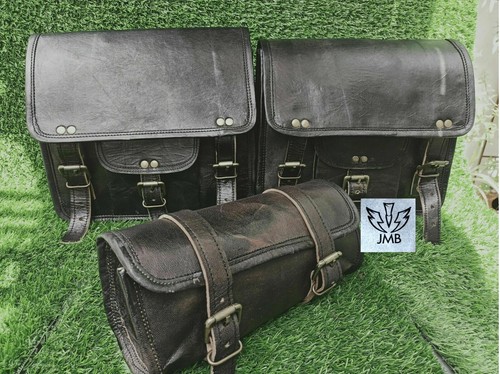 Leather black motorcycle bags - leather,