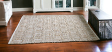DIAMOND PATTERN LARGE AREA RUG COTTON AND JUTE CARPET NATURAL FIBRE HANDMADE