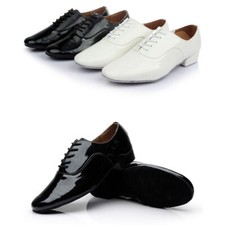 Men Latin Dance Shoes Ballroom Salsa Tango Dance Shoes Low Heeled Black White PU