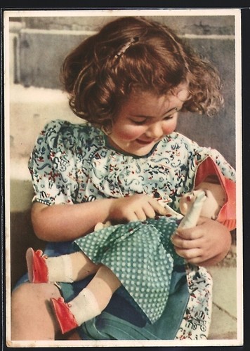 Postcard girl mothering her - girl,