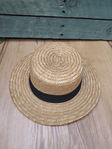 Straw boater hat - straw, with