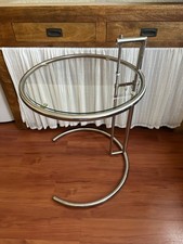 Adjustable Chrome Glass Table