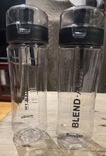 2 X Blend Active Bottle - Clear Reusable Smoothie Bottle 600 ml, Grey Lid