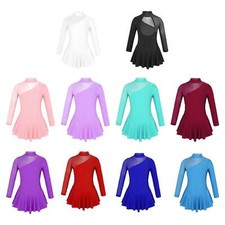 Kids Girls Figure Ice Roller Skating Dress Gymnastics Leotard Ballet UK