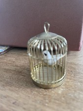Dolls House Metal Bird Cage With A Fixed Bird 1:12 Scale Miniature Pet tumdee