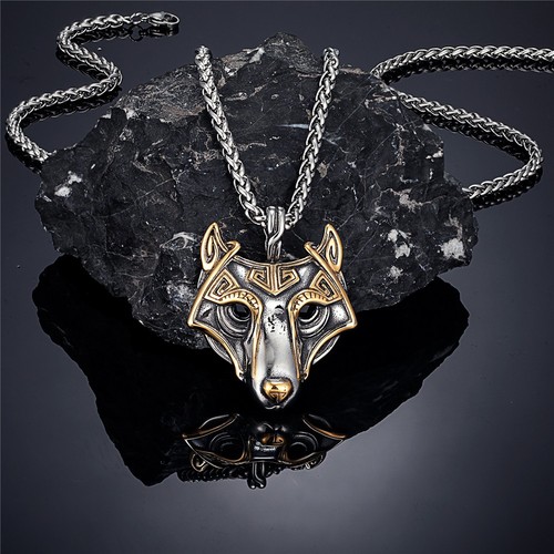 Viking wolf head pendant - viking,
