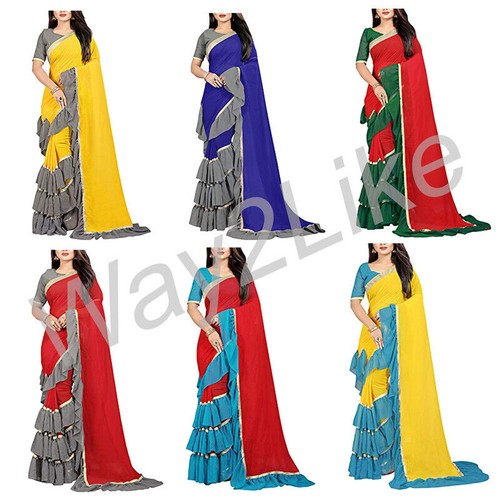 Women ruffle saree blouse - ruffle,