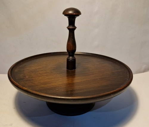 Antique turned wood lazy susan - turned,