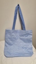 Lisa Mitchell Hand Made Designer Tote Bag Light Blue 100% Cotton 15" X 14.5" 