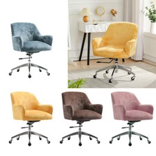 Adjustable Crushed Velvet Office Chair Swivel Ergonomic Tub Armchair Soft Chairs