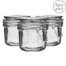 Glass Storage Jars Airtight Clip Top Lid Food Preserve Preserving Jar 350ml x6