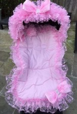 PRAM/PUSHCHAIR PINK FRILLY