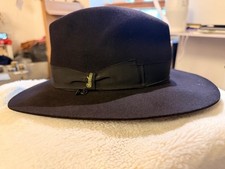 Borsalino Alessandria Black Fedora Hat 100% Fur Felt – Made in Italy – Size 60