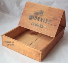 Vintage Hinged Bronnley Lemons Wooden Box - By Appt Toilet Soap Makers