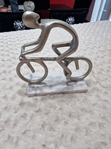 Cyclist silver sculpture - silver,
