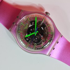 New RARE Edition Swiss MAde Swatch SHIMMER Purple SUOM115 Unisex Watch 41MM