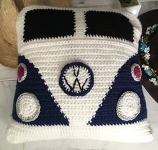 Handmade Campervan Style Crochet Cushion