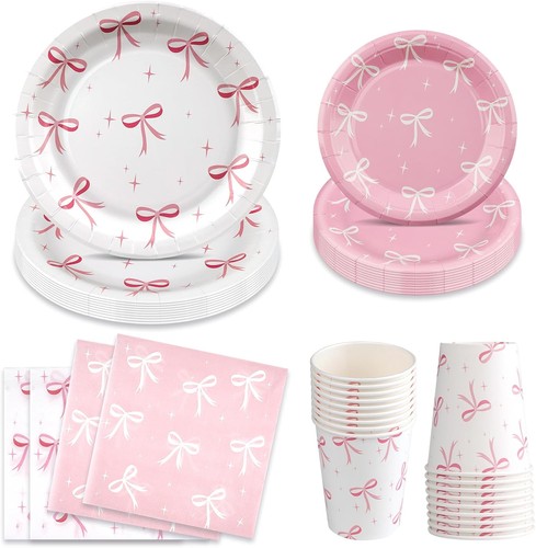 96pcs pink bow party - 96pcs,