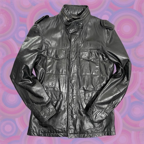Men vintage black leather - men's,