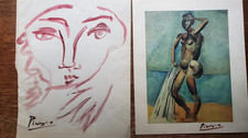 Pablo Picasso two items. One painting and one colour print hand signed