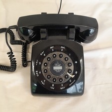 Black Retro Style Home Phone Telephone Corded Push Button Vintage Styling