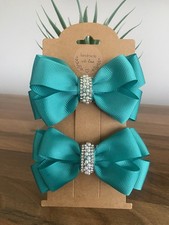 Jade Green Pigtail Bows With