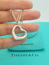 Tiffany & Co. Elsa Peretti 22mm Open Heart Oval links 7.25" Bracelet in Silver