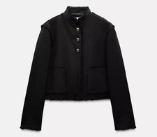 ZARA Fringe Detail Wool Blazer
