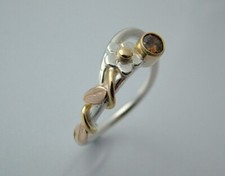 Hand crafted sterling silver, 14/18ct gold Floral flower ring diamond engagement