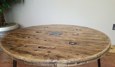 Large Industrial Wooden Cable Reel Drum Round Coffee Table 